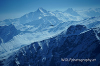 Schweizer Berge und Gletscherflieger.